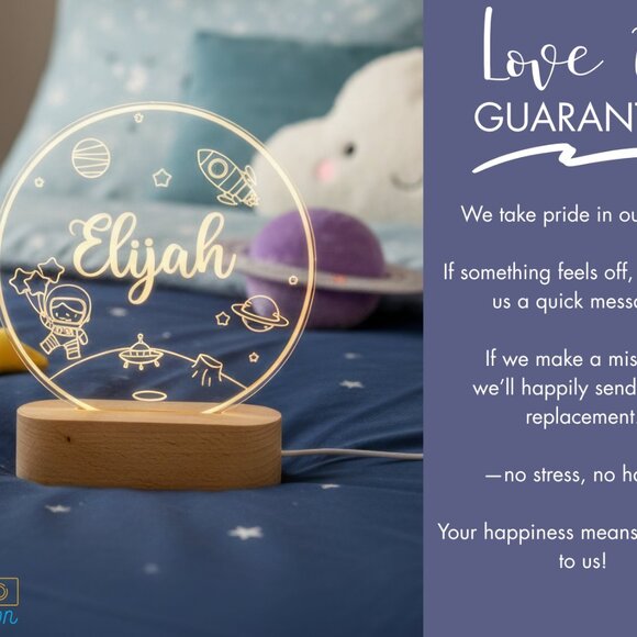 Personalized Astronaut Night Light – Custom LED Lamp for Space-Loving Kids - Picture 6 of 8